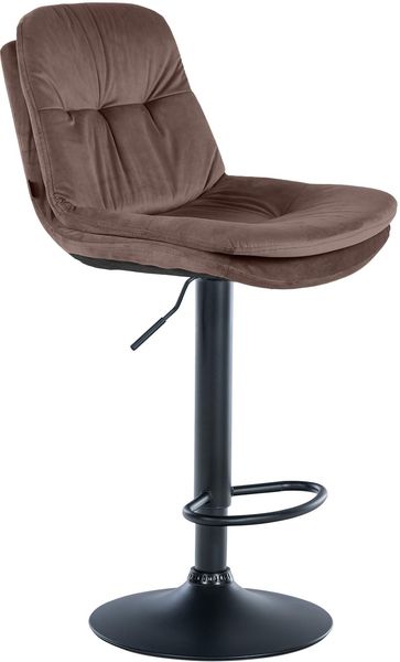 Barhocker MITUN - Samt Braun 46x54x94 cm Schwarz | Barstuhl Höhenverstellbar Mit Lehne Drehbar Tresenhocker Tresenstuhl Kneipenhocker Kneipenstuhl