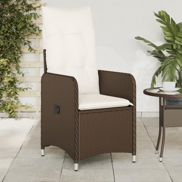 vidaXL Gartensessel mit Kissen 2 Stk. Verstellbar Braun Poly Rattan 365686