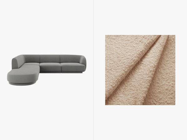 Micadoni Ecksofa Miley 6-Sitzer Links Boucle Baloo Beige