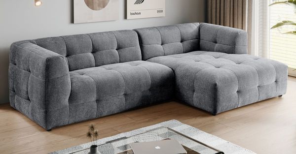 Sofa Astaro in grau L-Form 292 x 161 cm