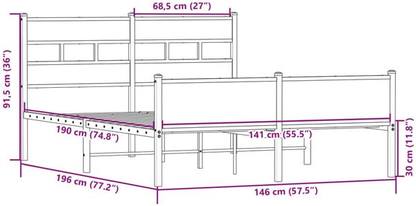 vidaXL Bettgestell ohne Matratze Sonoma-Eiche 140x190 cm Holzwerkstoff 4017290 Bild 9