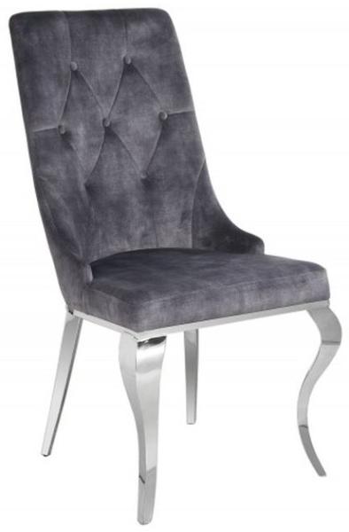 LebensWohnArt Stuhl Edler Stuhl LION Samt grau Löwenkopf Hochlehner Bild 8