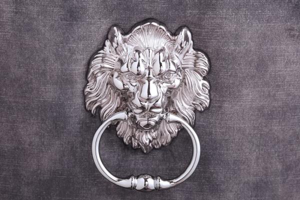 LebensWohnArt Stuhl Edler Stuhl LION Samt grau Löwenkopf Hochlehner Bild 6