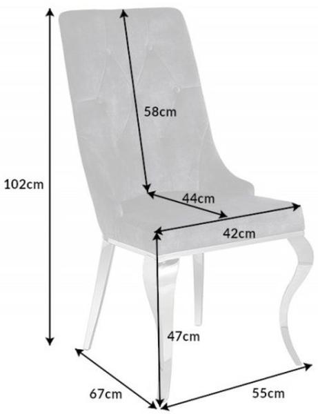LebensWohnArt Stuhl Edler Stuhl LION Samt grau Löwenkopf Hochlehner Bild 9