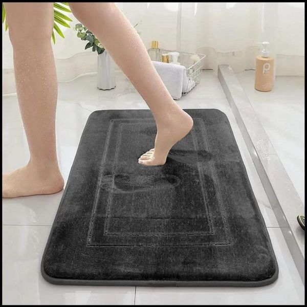 LIVINA HOME Badematte Badteppich rutschfeste Badematten, Memory Foam, Schaum Badteppich, Memory Schaum, rutschhemmend beschichtet, Steinoptik, trockene und schimmelresistente Badedecke, Memory Schaum, schnell trocknend, fußbodenheizungsgeeignet, wasser...
