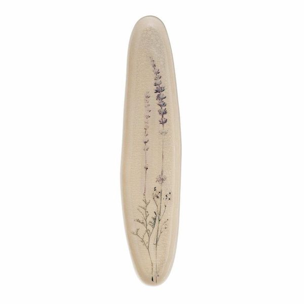 Bloomingville Servierteller Bea, 35,5 x 2 x 8 cm, Steingut, Servierplatte, Teller, Blumenmotiv, Cracle Glaze, natur