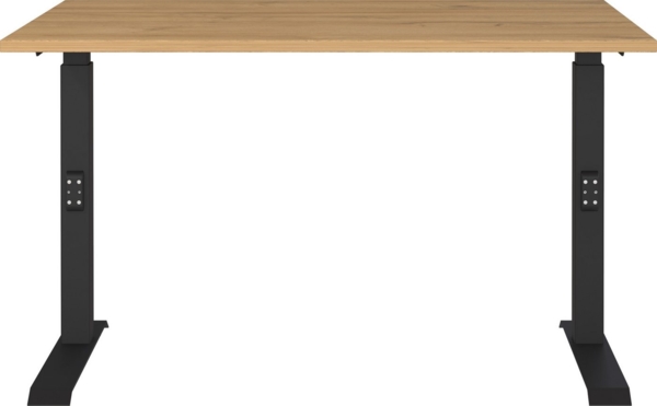 Germania Schreibtisch 7910-582, in Grandson-Eiche-Nb./Schwarz, me. höheneinst, 120 x 91 x 80 cm (BxHxT)