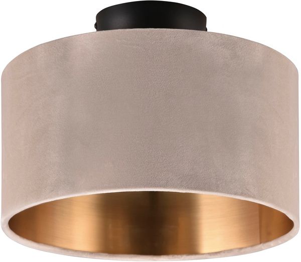 OTTO home Deckenleuchte Jerrett, Deckenlampe mit Samtschirm beige / gold Ø 30cm Höhe 22 cm, Leuchtmittel wechselbar, warmweiß - kaltweiß, Wohnzimmerlampe exkl 2x E14 Leuchtmittel wechselbar, Esszimmer