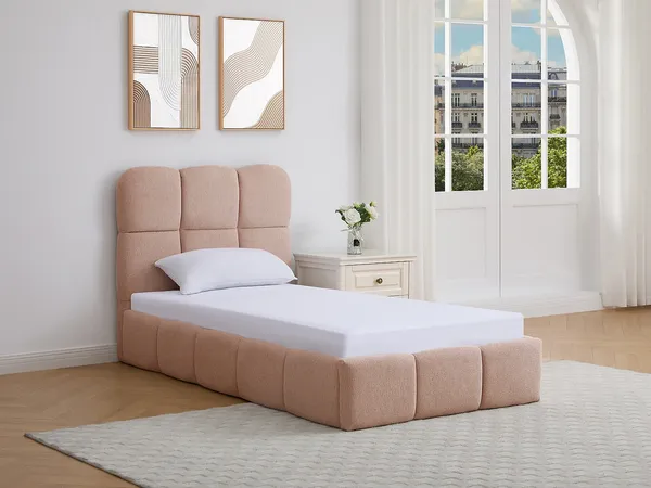 Vente-unique - DILUDO Bett Stoff Puderrosa - B 206,5 cm x H 100 cm x L 101 cm