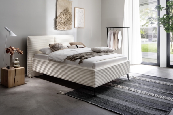 Polsterbett >Matera mit BK< Liegefläche 140x200cm, hellbeige, Stellmaß: 167x107x221cm (BxHxT)