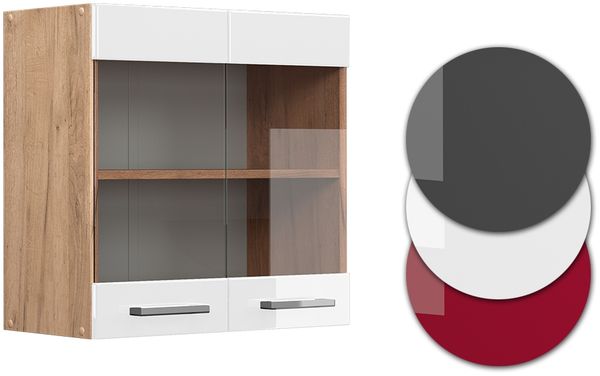 Vicco Küchenschrank Küchenzeile R-Line, Weiß Hochglanz, Hängeglasschrank 60 cm Bild 6