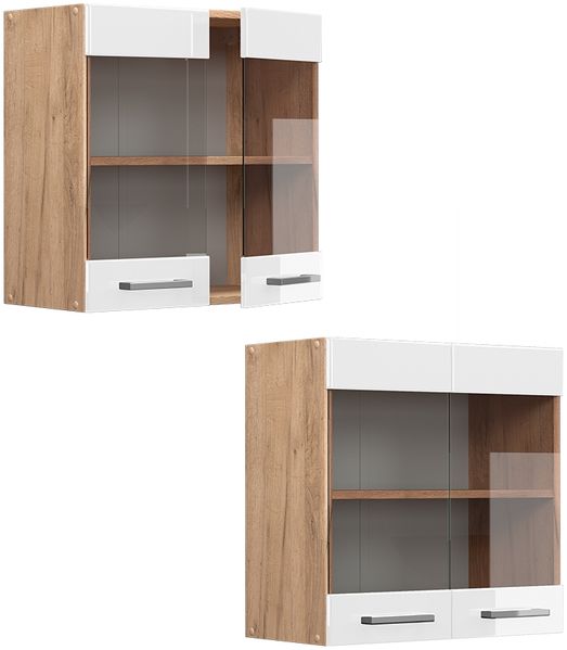 Vicco Küchenschrank Küchenzeile R-Line, Weiß Hochglanz, Hängeglasschrank 60 cm Bild 5