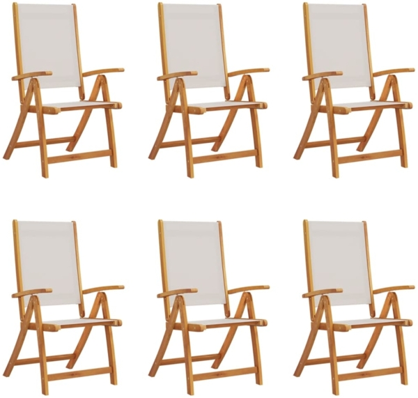 vidaXL Gartenstühle 6 Stk. Klappbar Massivholz Akazie und Textilene 3279239