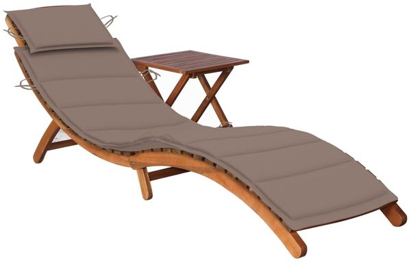 vidaXL Sonnenliege mit Tisch und Auflage Massivholz Akazie 3061595