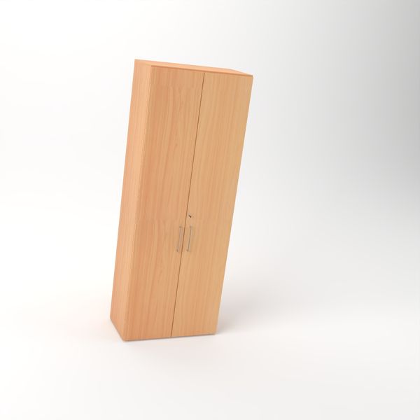 Rheinland Möbel Flügeltürenschrank Cabino 80×42×216 cm – abschließbarer Aktenschrank 6OH in Buche mit 110° Drehtüren & Metallgriff