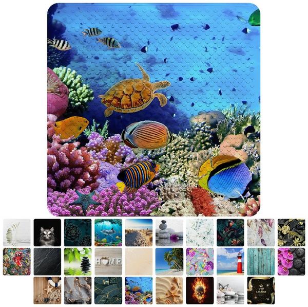 Sanilo Duschmatte, mit Motiv, rutschfest, waschbar, quadratisch, 230 extra starke Saugnäpfe, Kunststoff PVC, 53 x 53 cm, Ocean