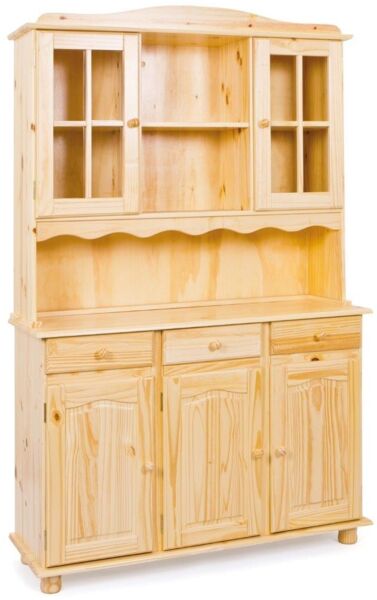 Buffet Vitrine TOSCANA Kiefer Massivholz Küchenbuffet natur lackiert