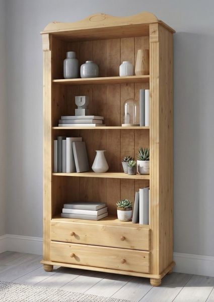 OTTO home Bücherregal Adele, Standregal, Regal, aus massiver Kiefer, Breite 92 cm, mit 2 Schubladen, FSC®