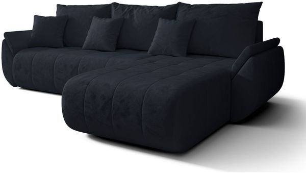 Selsey 'Romuldi' Ecksofa mit Schlaffunktion, Stauraum, Samtbezug, Anthrazit, rechtsseitig