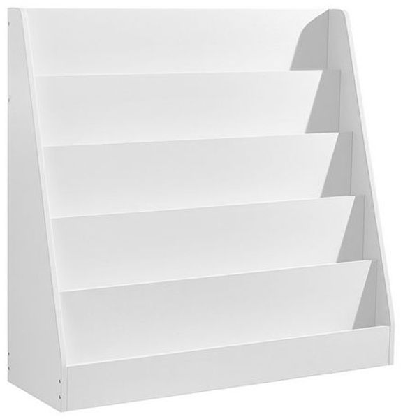 SONGMICS Kinder Bücherregal mit 5 Ebenen, Montessori Regal für Bilderbücher, Leseecke Kinderzimmer, 30 x 80 x 80 cm, weiß
