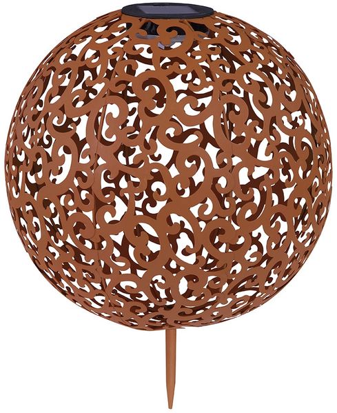 LED Solar Steckleuchte, Dekor Stanzungen Kugel, 28,5 cm