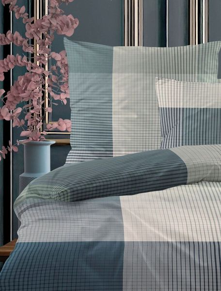 Irisette Mako Satin Bettwäsche Wave 8637-30 Karo salbei grau 135x200