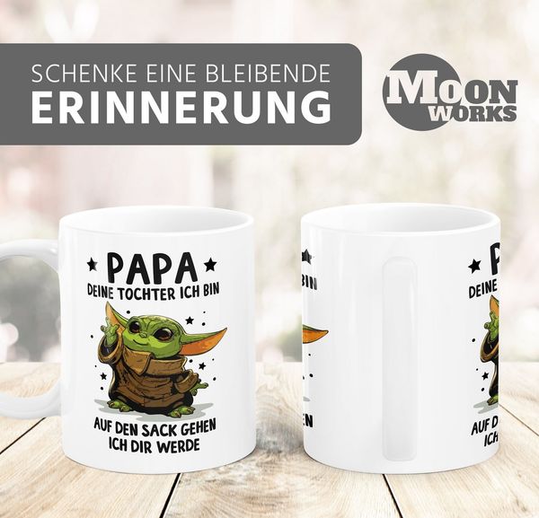 MoonWorks Tasse Kaffee-Tasse Papa Sprüche Geschenk Vatertag Lustig Motiv Baby-Yoda, Keramik