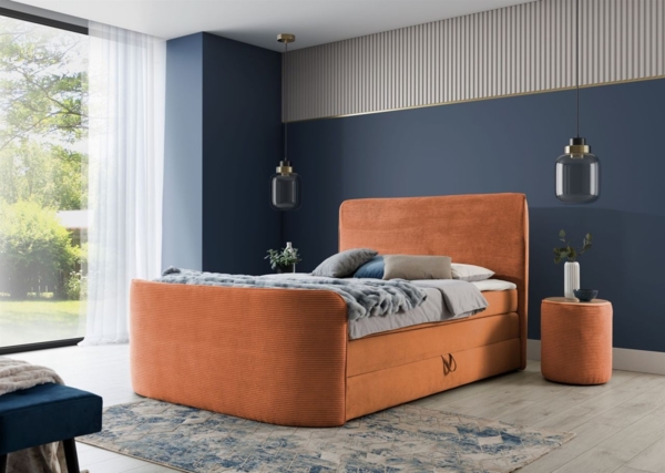 Boxspringbett Schlafzimmerbett BODY 120x200cm in Stoff Rostbraun inkl. Bettkasten