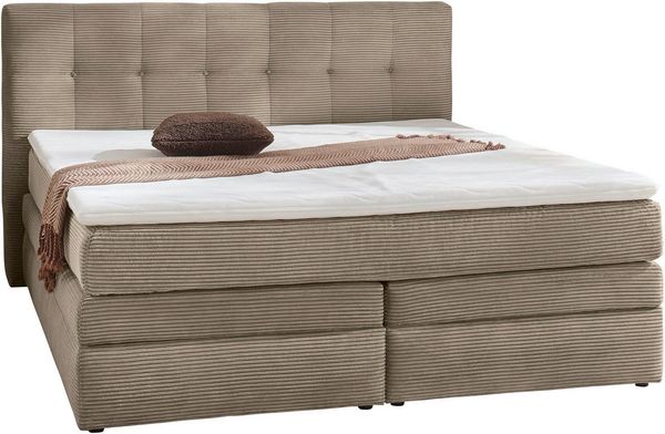 Jockenhöfer Gruppe Boxspringbett Amy in Cord, mit Bettkasten und Kaltschaum-Topper, erhältlich in 120, 140 & 180cm