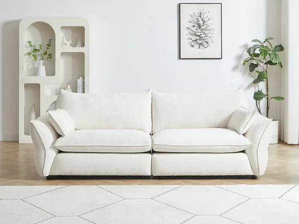 Vente-unique - ZOMILO Sofa Stoff Weiß - B 98 cm x H 84 cm x L 246 cm