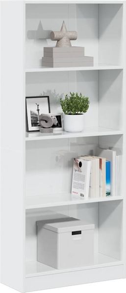 vidaXL Bücherregal Hochglanz-Weiß 60x24x143 cm Holzwerkstoff 858311