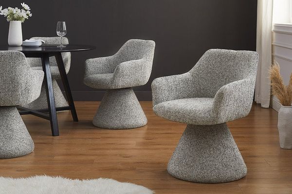 riess-ambiente Polsterstuhl AMBIENTO grau - Chenille, 180° drehbar, Auto-Return Funktion, Kegelfuß (Einzelartikel, 1 St), Drehstuhl -ideal f. Küche, Esszimmer, Wohnzimmer, Arbeitszimmer & Büro
