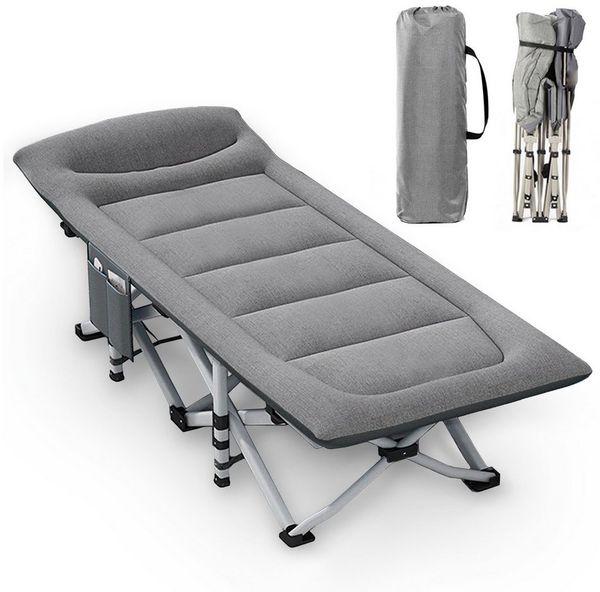 CALIYO Feldbett Mit Dicker Matratze Klappbett Campingbett bis 150 kg (200 x 80 x 40 cm Faltbar) für Indoor, Outdoor, Strand und Garten
