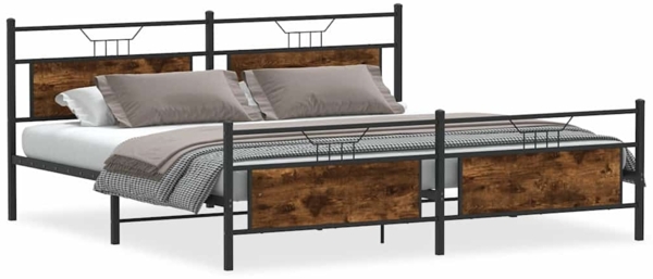 vidaXL Metallbett ohne Matratze Räuchereiche 193x203 cm 3325095