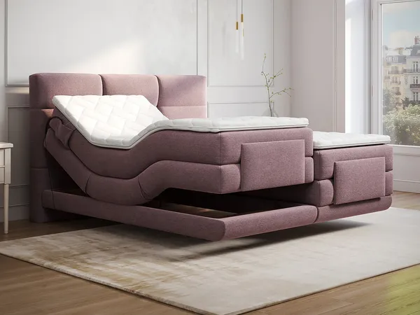 Vente-unique - LODI Bett Stoff Rot - B 188 cm x H 118 cm x L 215 cm