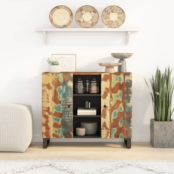 vidaXL Sideboard mit 2 Türen 90x33x75 cm Altholz Massiv 352927