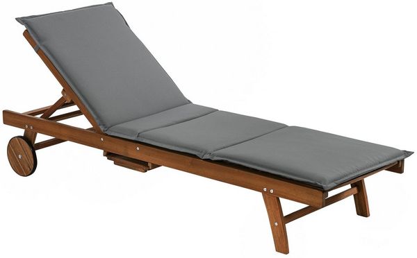 Dehner Gartenliege Rolliege Ravenna inkl. Polster, 200 x 70 x 89cm, Holz, verstellbare Sonnenliege mit Rollen, aus FSC®-zertifiziertem Holz