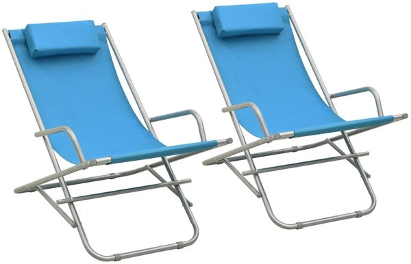 Schaukelstühle 2er Set | Gartenliege Stahl Blau