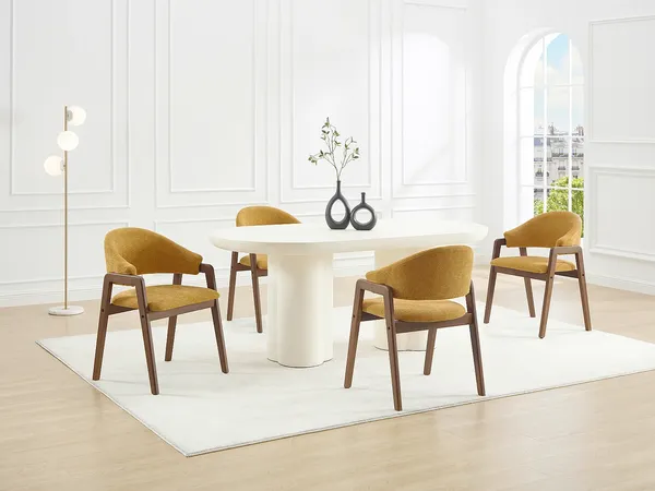 Vente-unique - SOLUNA Stuhl Stoff Gelb - B 53,5 cm x H 82 cm x L 56 cm
