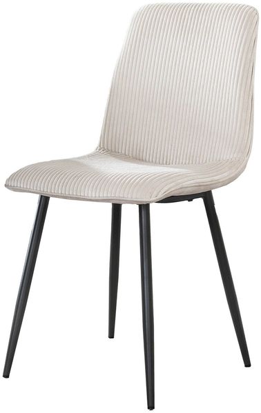 Esszimmerstuhl Ribcaro 4er-Set, Cord-Bezug, modern, Creme, weiche Sitzschale, Metallgestell