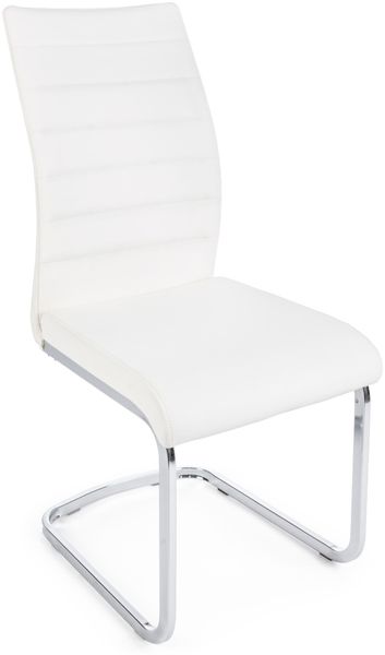 Stuhl Rayma 4er-Set, Metallgestell Freischwinger, klassisch gepolstert, Weiß, von Bizzotto