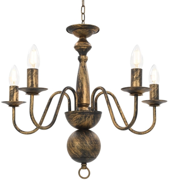 vidaXL Kronleuchter, 5×E14-Glühbirnen, Metall Antik Schwarz, Ø 50 x 45 cm