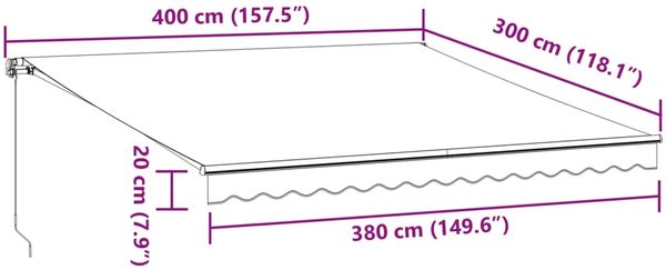 vidaXL Markise Manuell mit LED Weinrot 400x300 cm 3214974 Bild 11