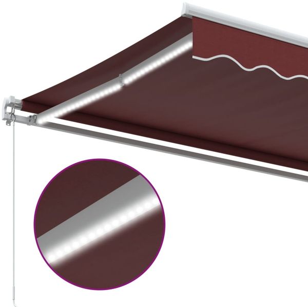 vidaXL Markise Manuell mit LED Weinrot 400x300 cm 3214974 Bild 8