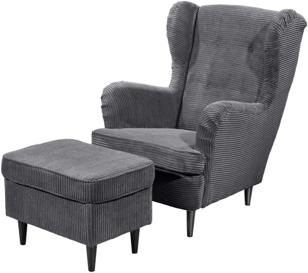 Ohrensessel >OSKAR< (Sessel und Hocker) in ash - 78x102x98 (BxHxT)