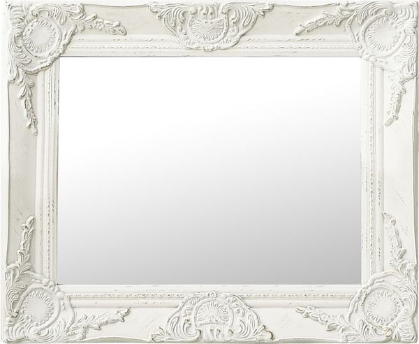 vidaXL Wandspiegel im Barock-Stil 50x40 cm Weiß 320308