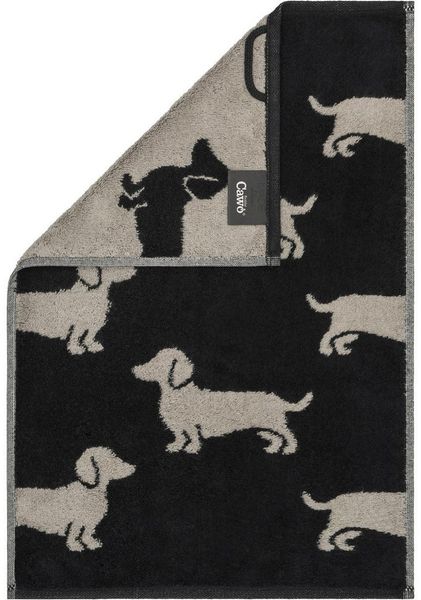 Cawö Handtücher Cawö Gästetuch We love Dogs 6246, 93 schwarz/beige, Baumwolle (1-St)