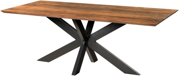Esstisch Akazie 200x100x74 natur lackiert / Epoxid schwarz, Kreuzgestell anthrazit matt EPOXY