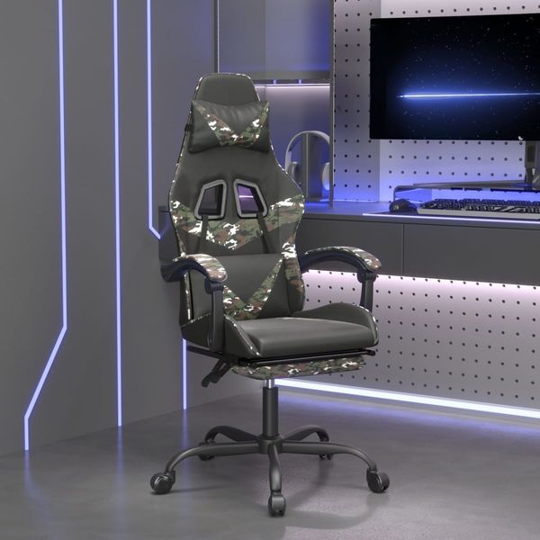 vidaXL Gaming-Stuhl mit Fußstütze Schwarz und Tarnfarben Kunstleder [3143865]