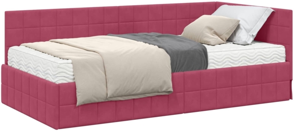 vidaXL Eckbettgestell mit Matratze mit Kopfteil 2 pcs Grün Samt 3393942